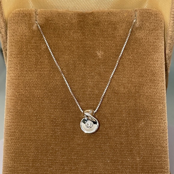 Solid Stamped 14K White Gold Natural Round Diamond Solitaire Pendant Necklace - Picture 1 of 14